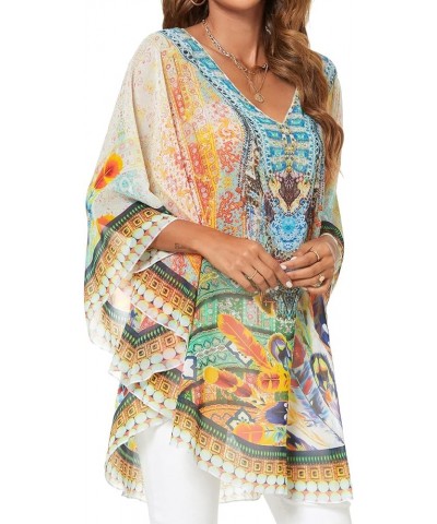 Womens Retro Printing Swimwear Bathing Cover Ups Tunic Blouses Tops Feather $8.39 Swimsuits