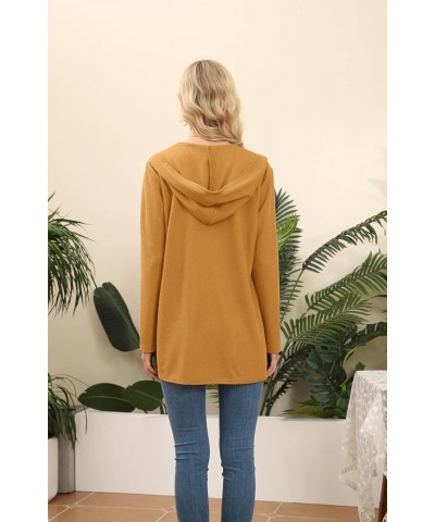 Womens Lightweight Casual Hoodie Cardigans Open Front Waffle Knit Long Sleeve Outwear Coat with Pockets Turmeric $16.56 Sweaters