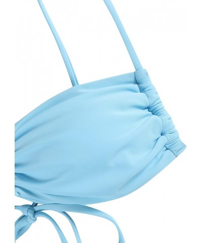 Bikini Sets Women 2 Piece Swimsuits Spaghetti Strap Brazilian Bikini Ruched Swimsuit Bathing Suit Light Blue $13.76 Swimsuits