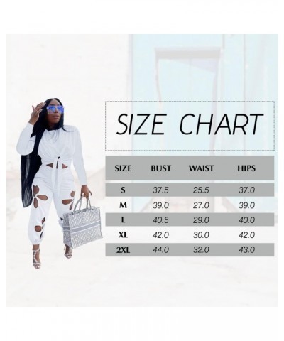 Women's 2 Piece Outfits Knot Crop Top Flower Hollowed Out Long Pants casual Summer Tracksuit Sets White-1 $11.39 Activewear