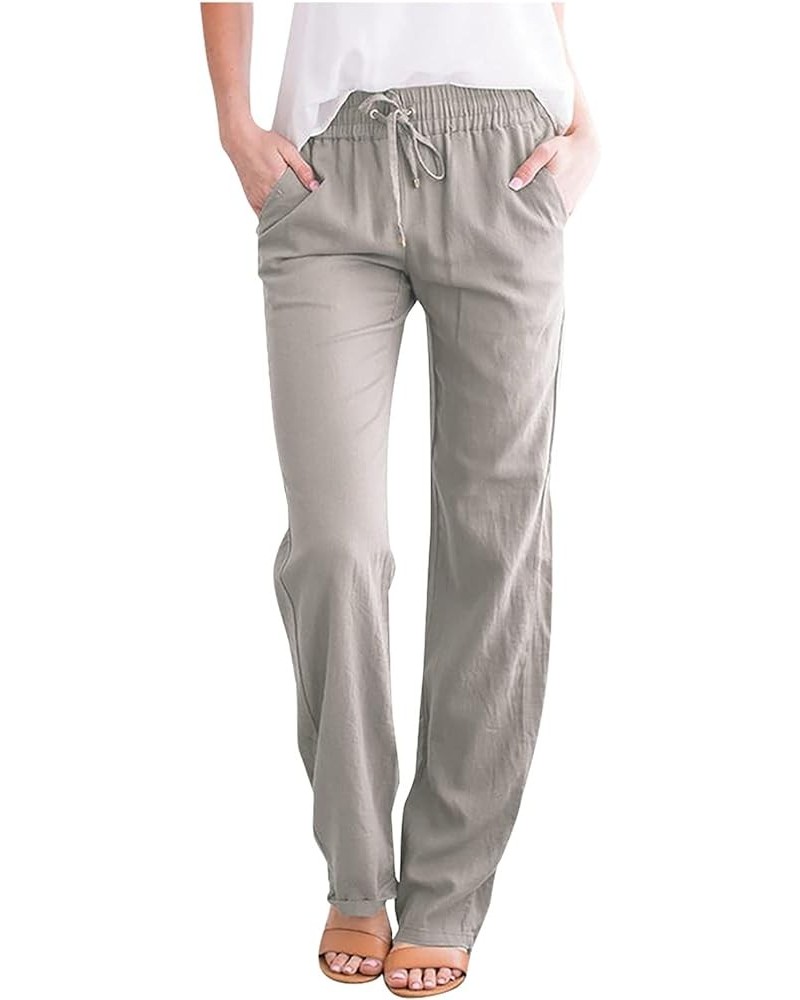 Womens Summer Shorts Solid Color Elastic Waist Pocketed Casual Beach Pants G-gray Clearance Sale $7.83 Pants
