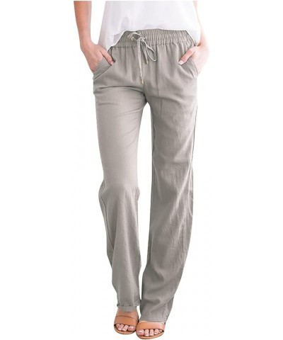 Womens Summer Shorts Solid Color Elastic Waist Pocketed Casual Beach Pants G-gray Clearance Sale $7.83 Pants