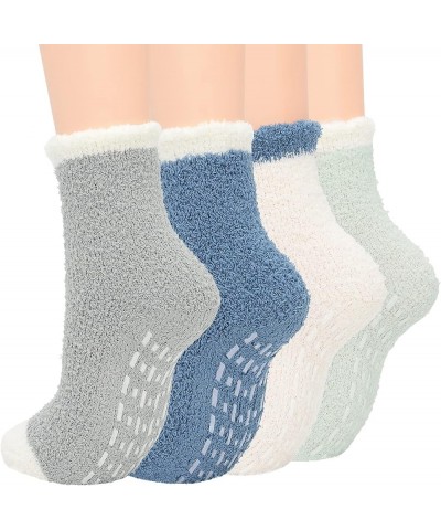 Womens Fuzzy Socks Winter Warm Fluffy Socks Athletic Outdoor Sports Socks 4 Pack Sweet Patchwork With Grips $7.64 Socks