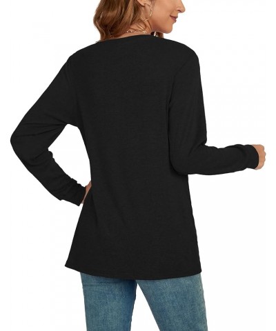 Womens 2023 Fall Long Sleeve Tops Casual Dressy Shirts Fashion Front Twist Knot Tunic Blouses Black $8.39 Tops