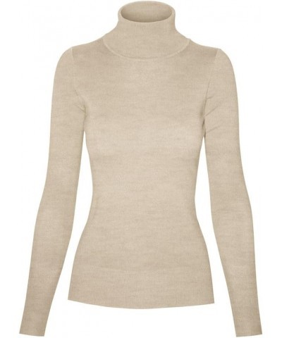Womens Solid Basic Stretch Turtleneck Pullover Knit Sweater Sw625 / Khaki $11.59 Sweaters