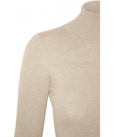 Womens Solid Basic Stretch Turtleneck Pullover Knit Sweater Sw625 / Khaki $11.59 Sweaters