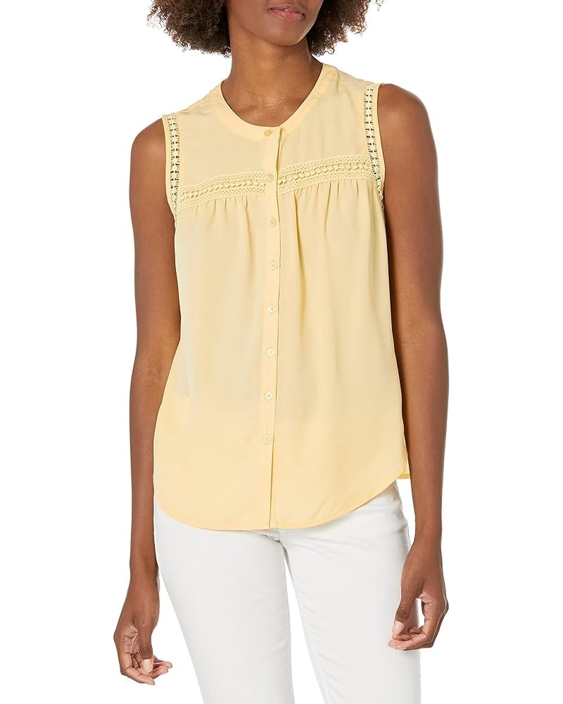 Women's Versatile, Sleeveless, Button Front Crepe Top Golden Haze $11.92 Blouses