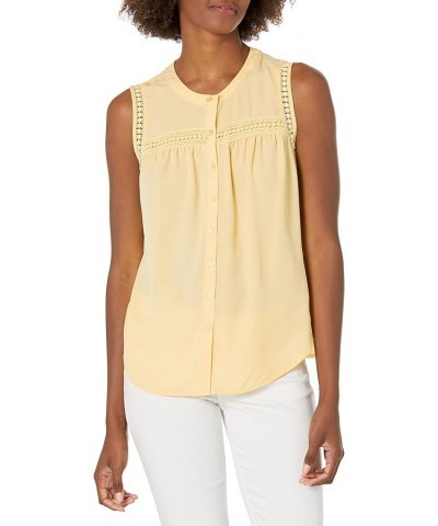 Women's Versatile, Sleeveless, Button Front Crepe Top Golden Haze $11.92 Blouses