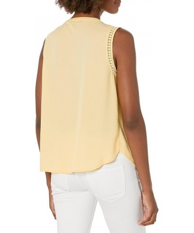 Women's Versatile, Sleeveless, Button Front Crepe Top Golden Haze $11.92 Blouses