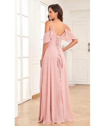 Women's Off The Shoulder Bridesmaid Dresses Long Slit Ruched Chiffon Formal Evening Gowns Black $32.99 Dresses