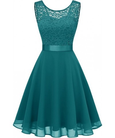 Cocktail Dresses Prom Dress for Teens Wedding Guest Sleeveless Lace Formal Dresses Shot-peacock Green $21.38 Dresses