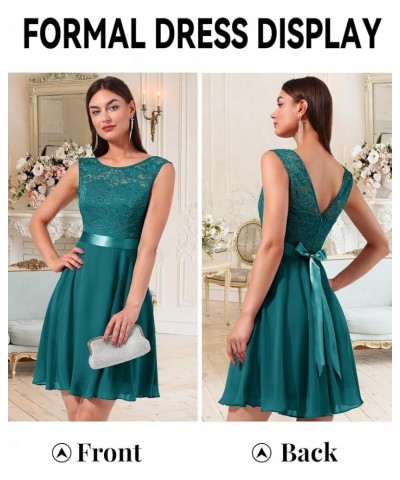 Cocktail Dresses Prom Dress for Teens Wedding Guest Sleeveless Lace Formal Dresses Shot-peacock Green $21.38 Dresses