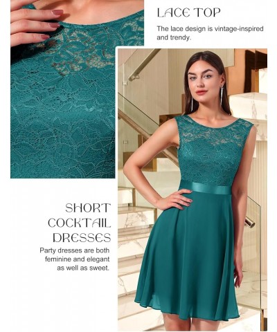 Cocktail Dresses Prom Dress for Teens Wedding Guest Sleeveless Lace Formal Dresses Shot-peacock Green $21.38 Dresses