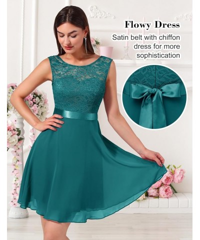 Cocktail Dresses Prom Dress for Teens Wedding Guest Sleeveless Lace Formal Dresses Shot-peacock Green $21.38 Dresses