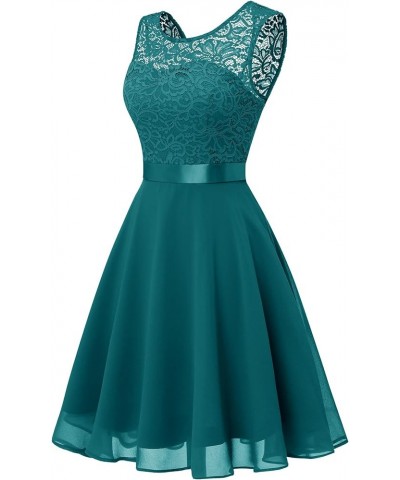 Cocktail Dresses Prom Dress for Teens Wedding Guest Sleeveless Lace Formal Dresses Shot-peacock Green $21.38 Dresses