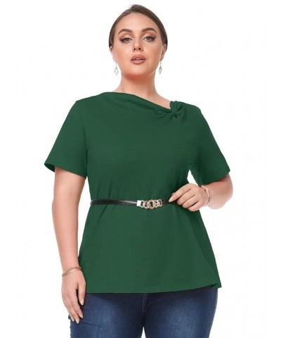 Women's Summer Tops Short Sleeve Knotted T-Shirts Plus Size Tee Blouse Tops Business Casual Clothes(2X,R-DarkOrange) Medium R...