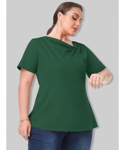 Women's Summer Tops Short Sleeve Knotted T-Shirts Plus Size Tee Blouse Tops Business Casual Clothes(2X,R-DarkOrange) Medium R...