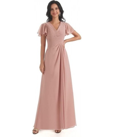 Bridesmaid Dresses Short Sleeve Long Chiffon Mother of The Bride Dresses for Wedding Elegant Formal Wedding Guest Dress Turqu...