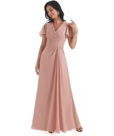 Bridesmaid Dresses Short Sleeve Long Chiffon Mother of The Bride Dresses for Wedding Elegant Formal Wedding Guest Dress Turqu...