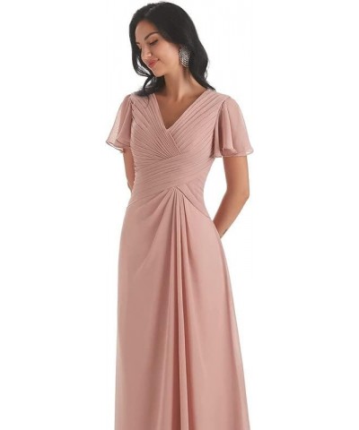 Bridesmaid Dresses Short Sleeve Long Chiffon Mother of The Bride Dresses for Wedding Elegant Formal Wedding Guest Dress Turqu...