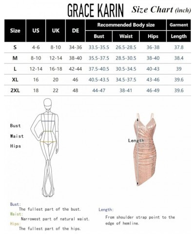 Women's Sexy Spaghetti Straps Cocktail Dresses for Wedding Guest Ruched V-neck Bodycon Dress Gold (Asymmetric) $15.50 Dresses