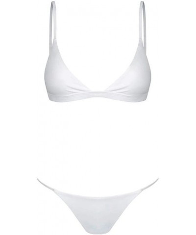 Bikini Sexy Bathing Suits for Women Spaghetti Strap Bra G Thong Swimwear White $13.91 Swimsuits