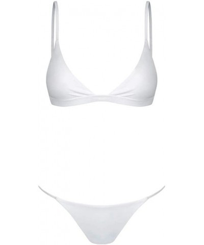 Bikini Sexy Bathing Suits for Women Spaghetti Strap Bra G Thong Swimwear White $13.91 Swimsuits