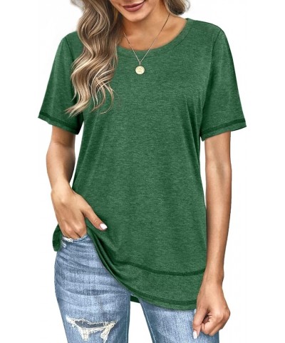 Womens Tops Short Sleeve Summer T-Shirts Curved Hem Casual Fashion Shirts 1-green $12.76 T-Shirts