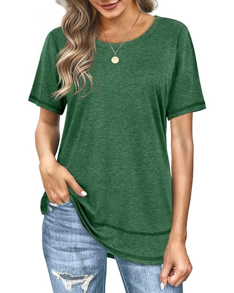 Womens Tops Short Sleeve Summer T-Shirts Curved Hem Casual Fashion Shirts 1-green $12.76 T-Shirts