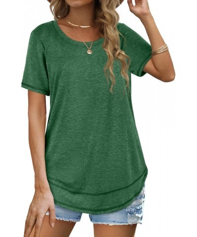 Womens Tops Short Sleeve Summer T-Shirts Curved Hem Casual Fashion Shirts 1-green $12.76 T-Shirts