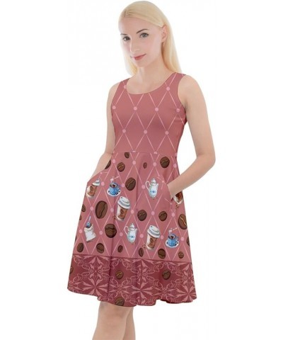 Womens Swing Dress Cookies Lollipop Candy Macaroon Icecream Coffee Dessert Skater Dress with Pockets, XS-5XL Pale Violet Red ...