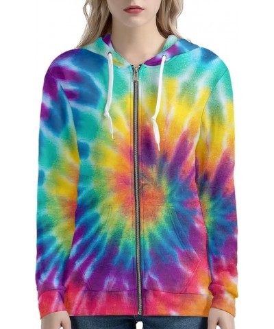 Women Hoodie Full Zip Up Hooded Sweatshirt Long Sleeve Casual Oversize Hoodie Jacket Tie-dye $23.36 Hoodies & Sweatshirts