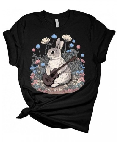 Womens Easter Bunny Shirt Cute Rabbit Playing Guitar T Shirts Cottagecore Clothing Aesthetic Graphic Tees Athletic Heather $1...