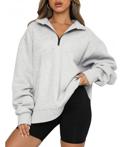 Womens Oversized Sweatshirts Hoodies Half Zip Pullover Fall Fashion Outfits 2024 Y2k Clothes Grey $20.90 Hoodies & Sweatshirts