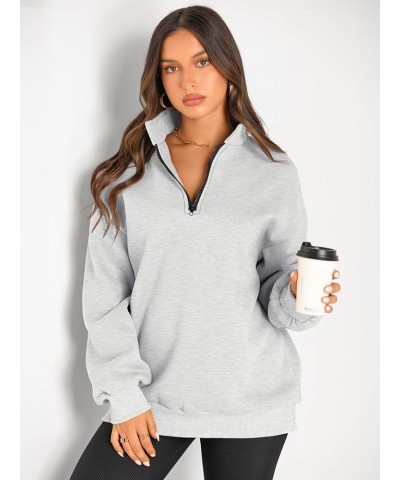 Womens Oversized Sweatshirts Hoodies Half Zip Pullover Fall Fashion Outfits 2024 Y2k Clothes Grey $20.90 Hoodies & Sweatshirts