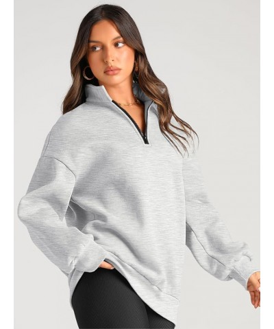 Womens Oversized Sweatshirts Hoodies Half Zip Pullover Fall Fashion Outfits 2024 Y2k Clothes Grey $20.90 Hoodies & Sweatshirts