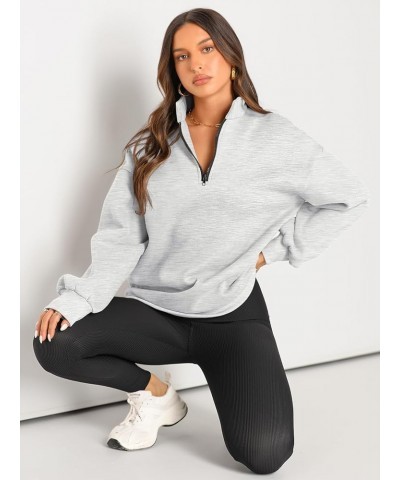 Womens Oversized Sweatshirts Hoodies Half Zip Pullover Fall Fashion Outfits 2024 Y2k Clothes Grey $20.90 Hoodies & Sweatshirts