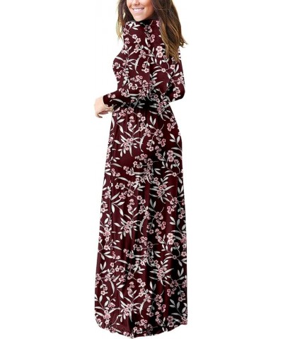 Women Long Sleeve Loose Plain Maxi Pockets Dresses Casual Long Dresses Lo-wine Red-grass $10.99 Dresses