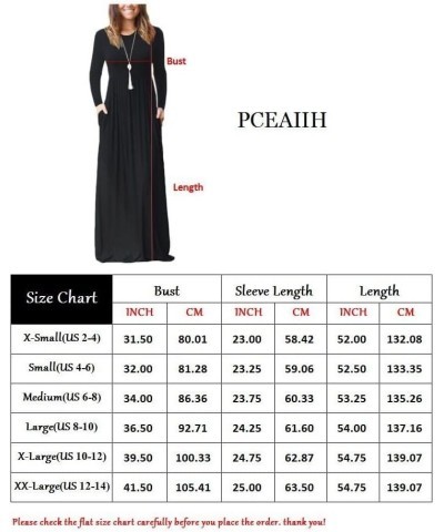 Women Long Sleeve Loose Plain Maxi Pockets Dresses Casual Long Dresses Lo-wine Red-grass $10.99 Dresses