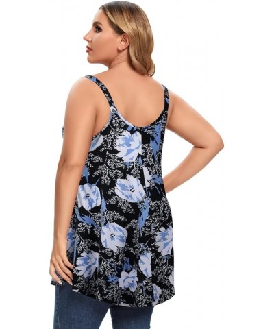 Plus Size Camisole V Neck Button Cami Tank Tops Women's Sleeveless T-Shirt Tunics Flowerblack $11.61 Tanks