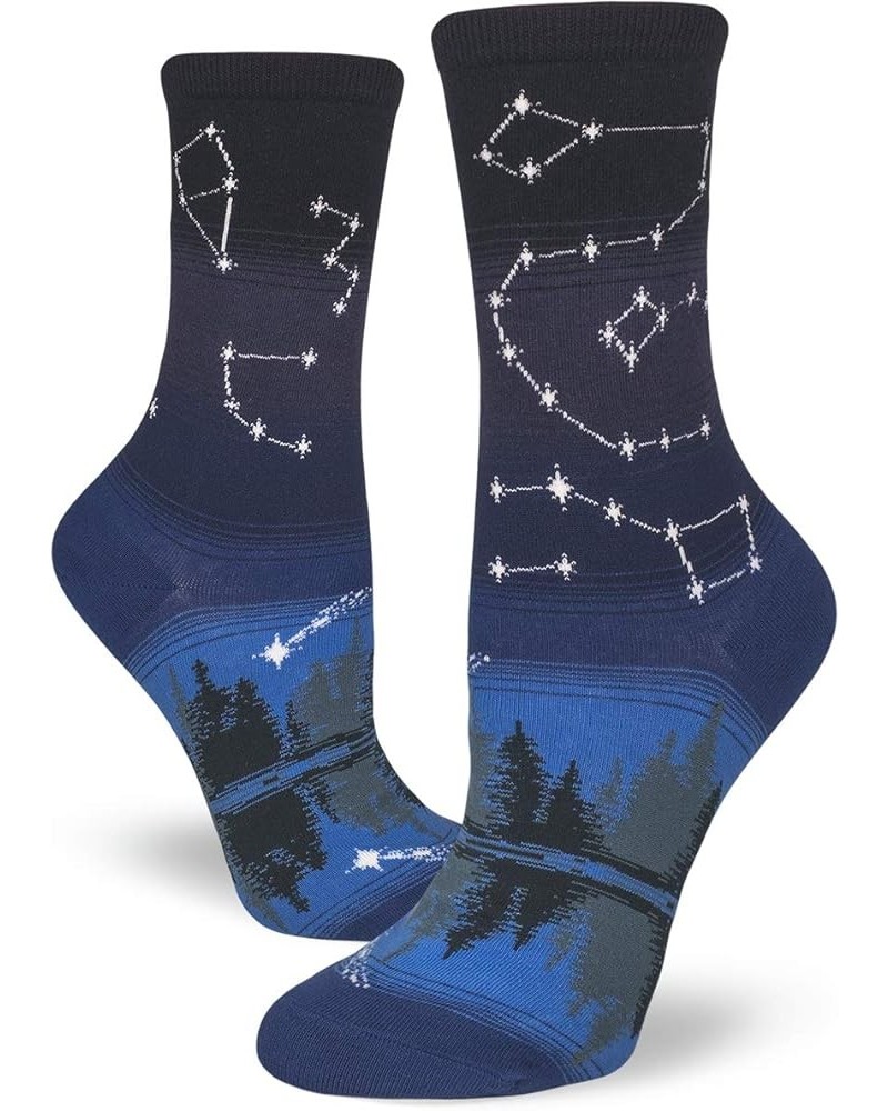 Women's Crew Fun Novelty Socks Constellations Crew Socks in Into the Blue $11.00 Activewear