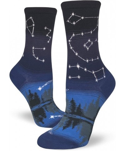 Women's Crew Fun Novelty Socks Constellations Crew Socks in Into the Blue $11.00 Activewear