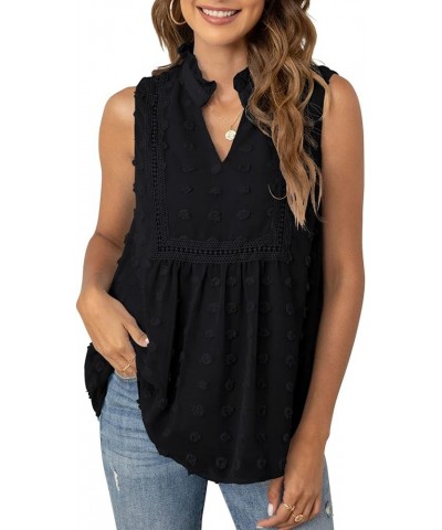 Women Sleeveless V Neck Casual Chiffon Blouse 2 Black $13.05 Tanks