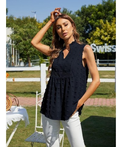 Women Sleeveless V Neck Casual Chiffon Blouse 2 Black $13.05 Tanks