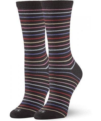 Women's Super Soft Crew Sock 3 Pair Pack Black Stripe $9.68 Activewear