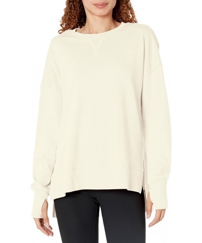 Women's After Class Longline Crewneck with Side Slit Sweatshirt Lily White $43.99 Activewear