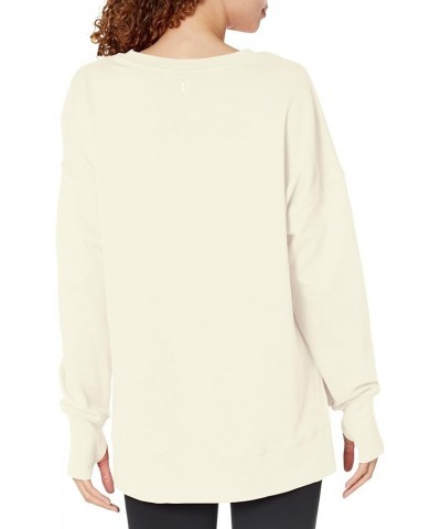 Women's After Class Longline Crewneck with Side Slit Sweatshirt Lily White $43.99 Activewear