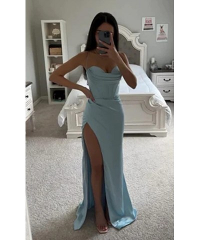 Women's Halter Slit Satin Prom Dresses 2023 Long Bridesmaid Dress Ruched Formal Evening Party Gown Grape $24.78 Dresses