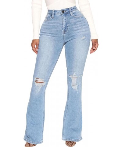 Bell Bottom Jeans for Women Ripped High Waisted Classic Flared Denim Pants Light Blue-bfdh2 $17.50 Jeans