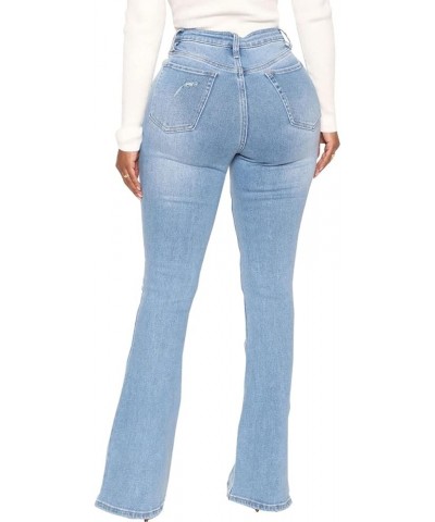 Bell Bottom Jeans for Women Ripped High Waisted Classic Flared Denim Pants Light Blue-bfdh2 $17.50 Jeans